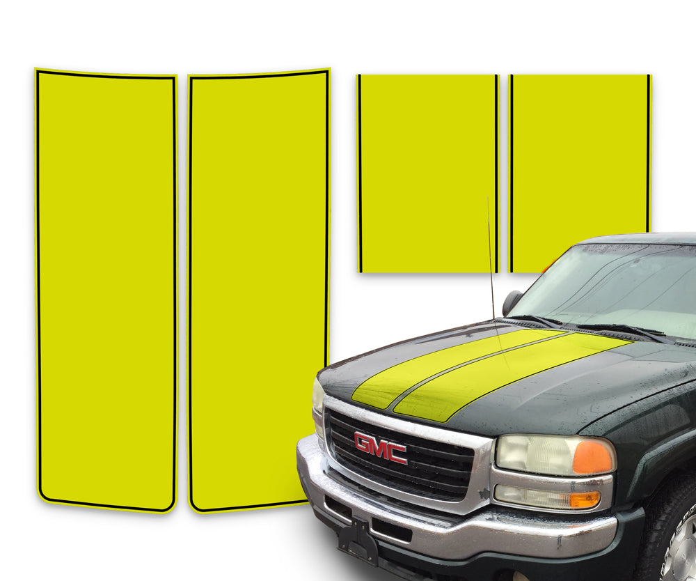 GMC Sierra Racing Stripes Yellow - Black Pinstripe 2000-2006