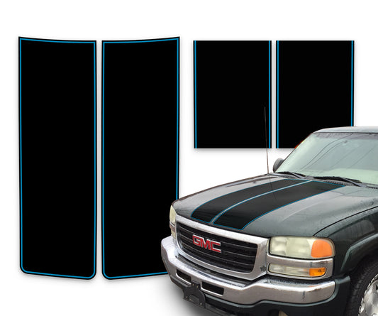 GMC Sierra Racing Stripes Black - Blue Pinstripe 2000-2006