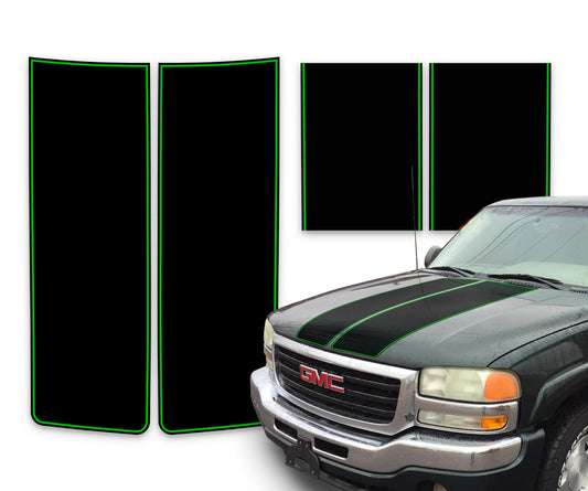 GMC Sierra Racing Stripes Black - Green Pinstripe 2000-2006