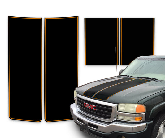 GMC Sierra Racing Stripes Black - Orange Pinstripe 2000-2006