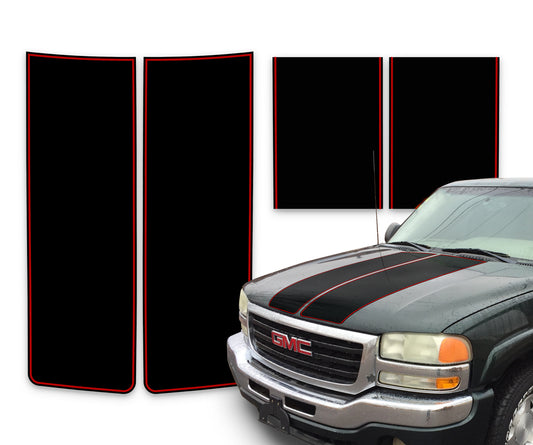 GMC Sierra Racing Stripes Black - Red Pinstripe 2000-2006