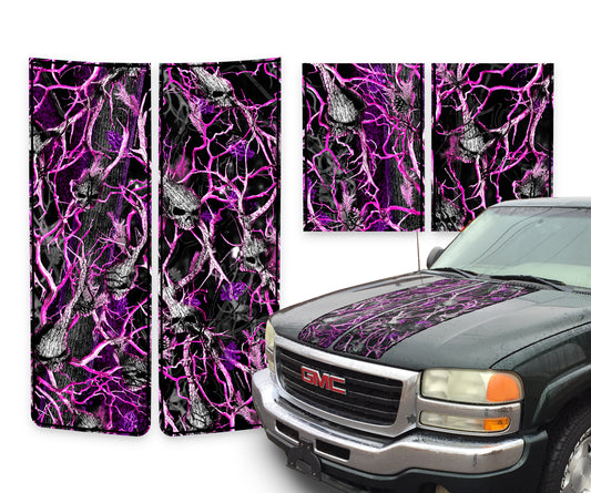 GMC Sierra Racing Stripes Skulls Pink - Black Pinstripe 2000-2006