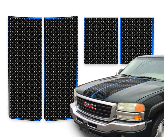 GMC Sierra Racing Stripes Black Skulls - Blue Pinstripe 2000-2006