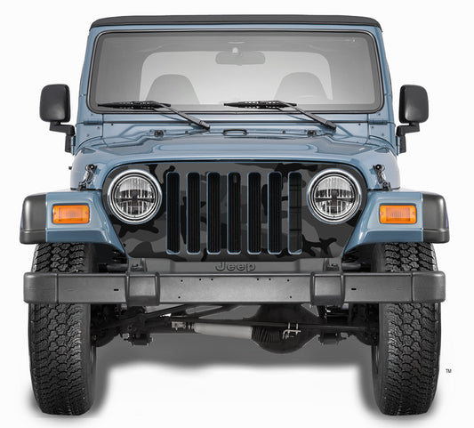 Jeep Grill Wrap - Black Urban Camouflage Wrangler 1997-2006