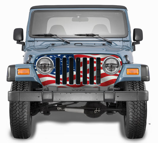 Jeep Grill Wrap - Waving American Flag Wrangler 1997-2006