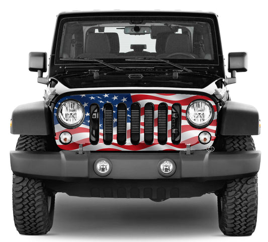 Jeep Grill Wrap - Waving American Flag Wrangler 2007 - 2018