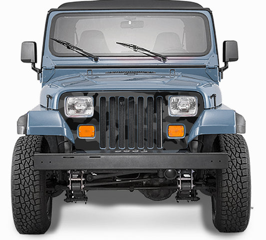 Jeep Grill Wrap - Black Urban Camouflage Wrangler 1987-1995