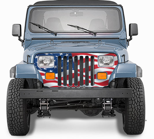 Jeep Grill Wrap - Waving American Flag Wrangler 1987-1995