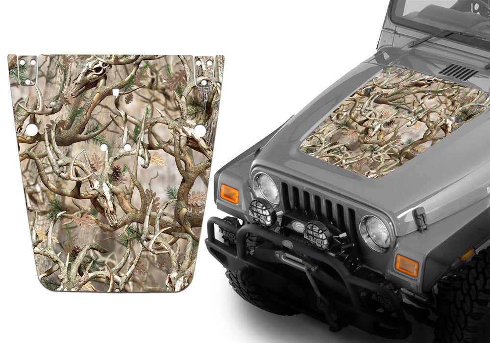 Jeep Hood Decal Blackout Wrap - Buck Camouflage Wrangler 1997-2006
