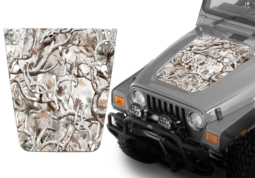 Jeep Hood Decal Blackout Wrap - Snow Buck Camouflage Wrangler 1997-2006