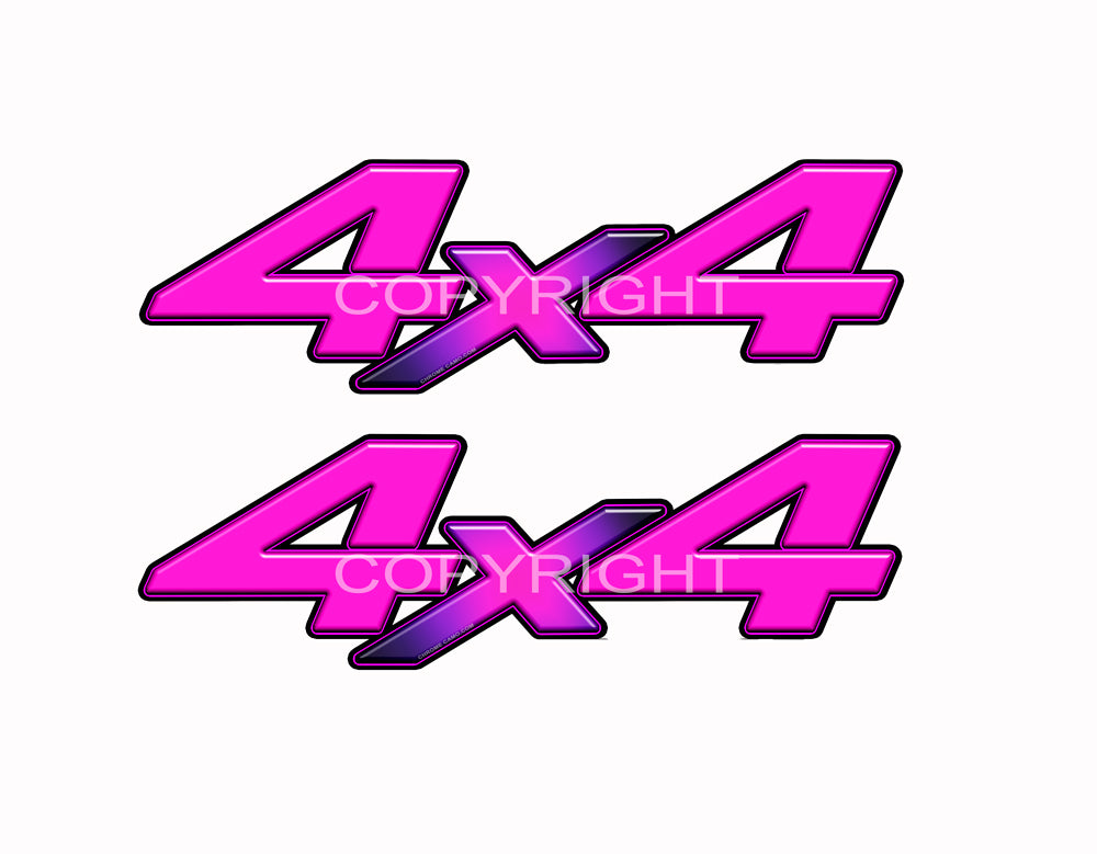 4X4 Pink Starburst Decals Truck Magenta Truck Graphics Colored "X" 2 Pack