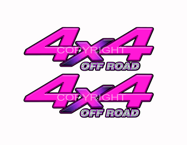 4X4 Pink Starburst Decals Truck Magenta Truck Graphics Colored "X" 2 Pack