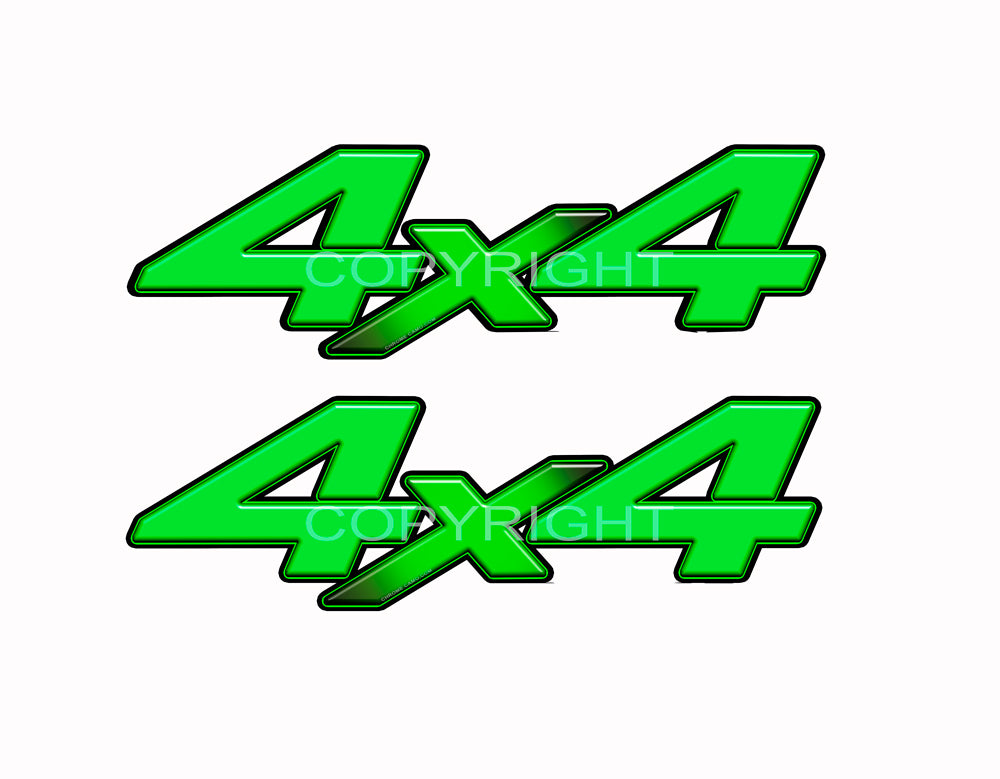 4X4 Green Starburst Decals Truck Lime Green Graphics Colored "X" 2 Pack