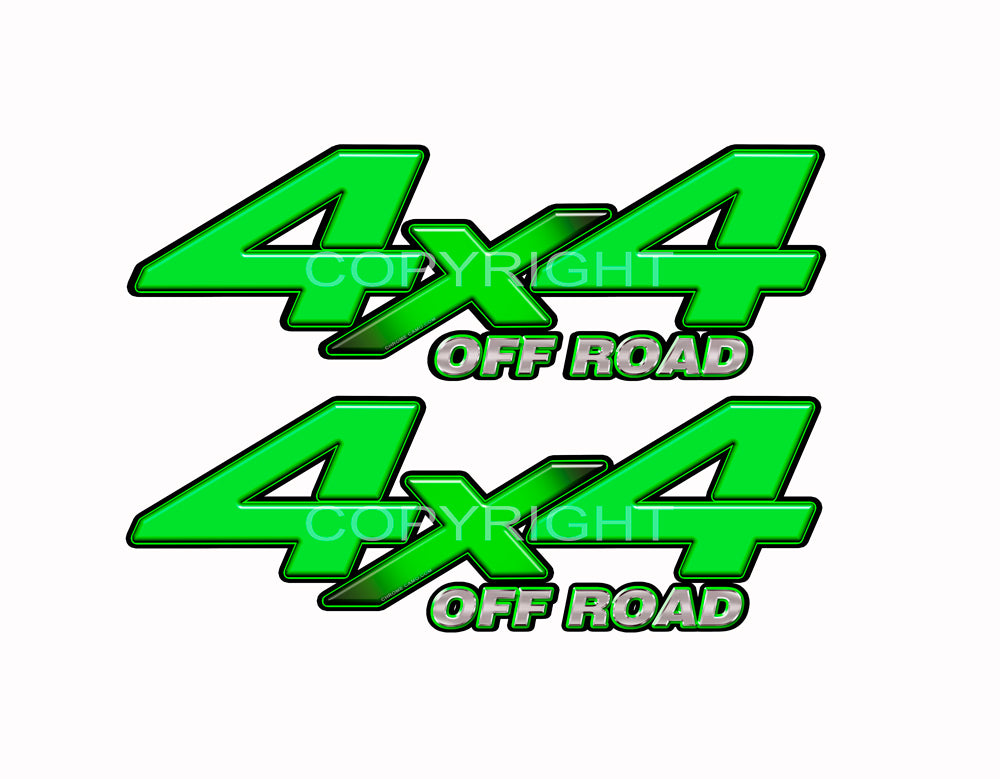 4X4 Green Starburst Decals Truck Lime Green Graphics Colored "X" 2 Pack