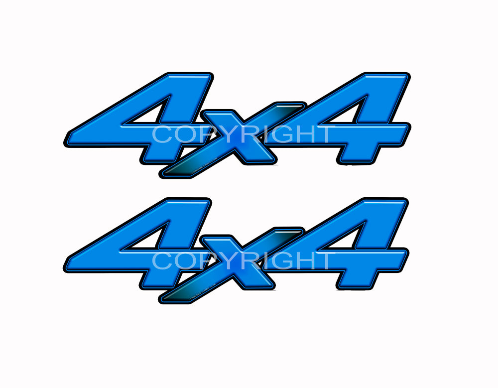 4X4 Blue Starburst Decals Truck Light Blue Graphics Colored "X" 2 Pack