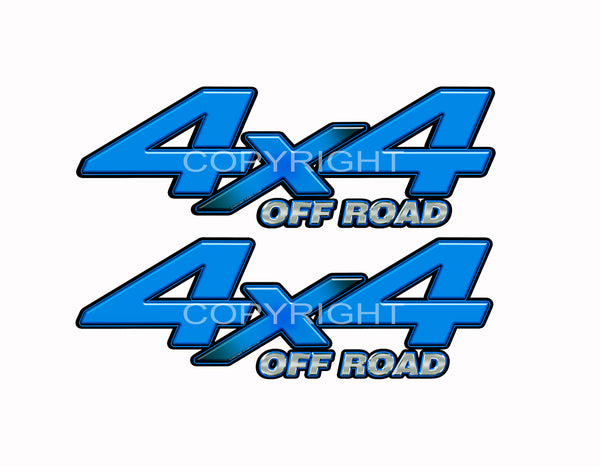 4X4 Blue Starburst Decals Truck Light Blue Graphics Colored "X" 2 Pack