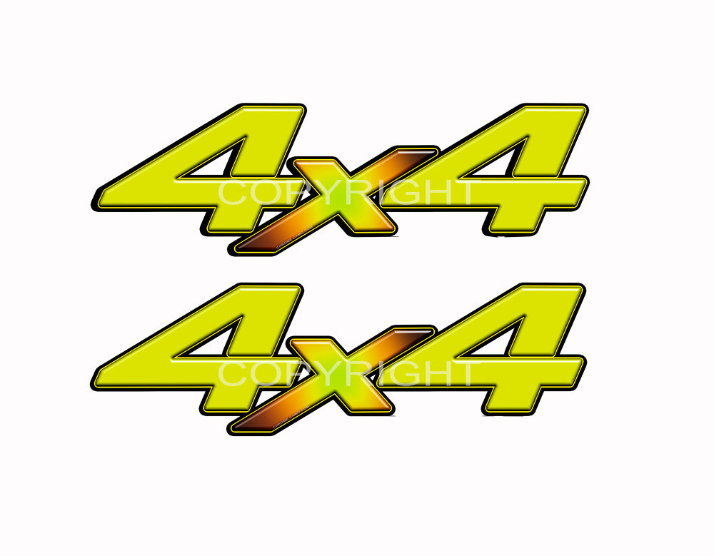 4X4 Yellow Starburst Decals Truck Orange Graphics Colored "X" 2 Pack
