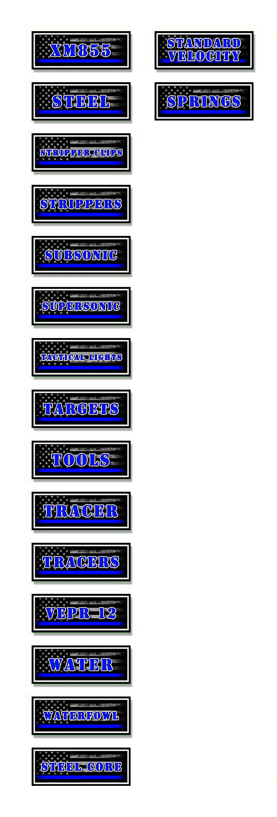 10 Pack of Ammo Can Decals - Blue Line American Flag