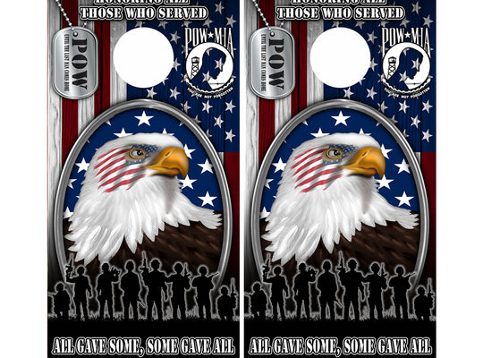 Cornhole Board Wraps - Honoring All of Those Who Served EAGLE w/ TAGS - 2 PACK
