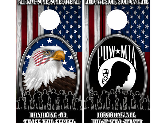 Cornhole Board Wraps Combo - Honoring All of Those Who Served EAGLE & POW - Both NO TAGS - 2 PACK