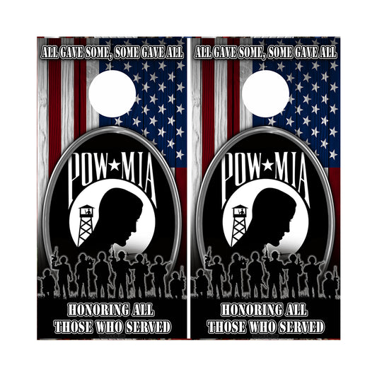 Cornhole Board Wraps - Honoring All of Those Who Served POW - 2 PACK