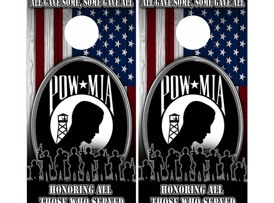 Cornhole Board Wraps - Honoring All of Those Who Served POW - 2 PACK