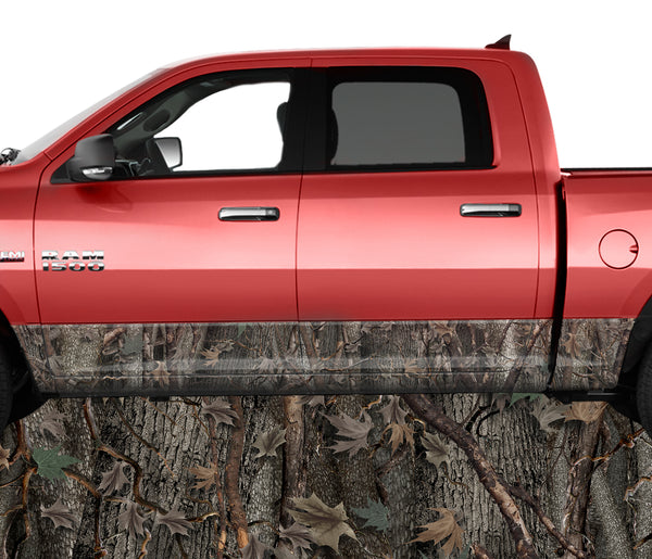 Oak Ambush Brown Rocker Panel Wrap Graphic Decal Wrap Truck Kit