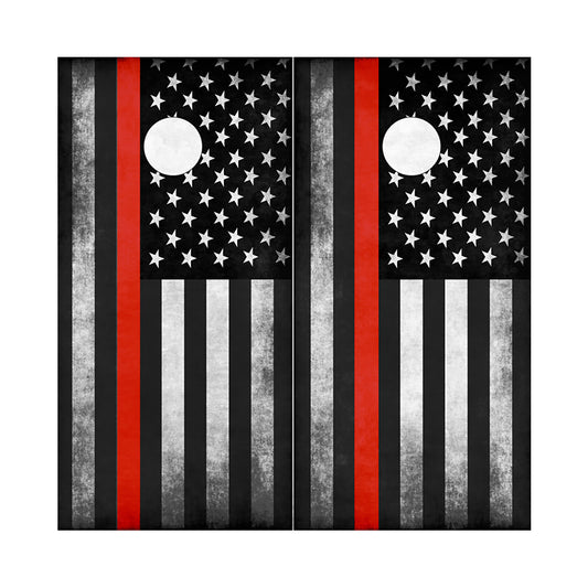 Cornhole Board Wraps - Red Line American Flag 2 PACK