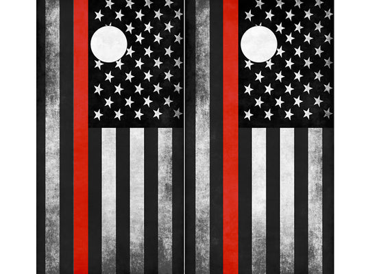 Cornhole Board Wraps - Red Line American Flag 2 PACK