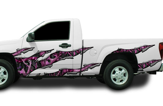 Rocker Panel Side Graphics Obliteration Pink Wrap Ripped Metal