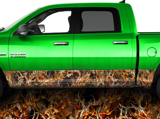 Buck Blaze Obliteration Camo Rocker Panel Wrap Graphic Decal Wrap Truck Kit