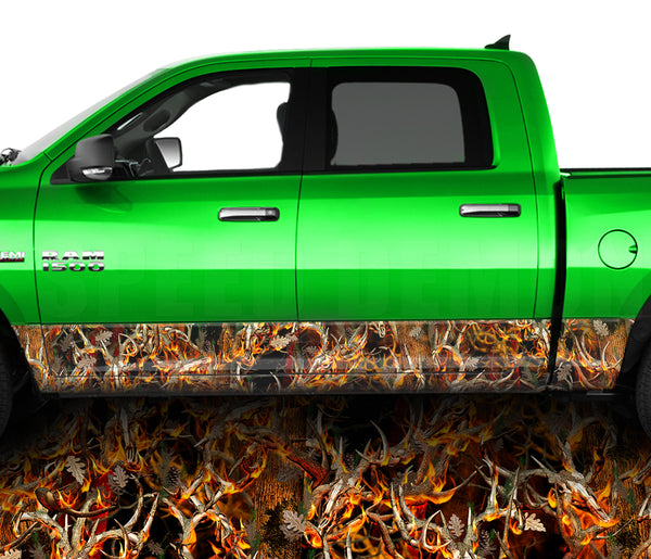 Buck Blaze Obliteration Camo Rocker Panel Wrap Graphic Decal Wrap Truck Kit