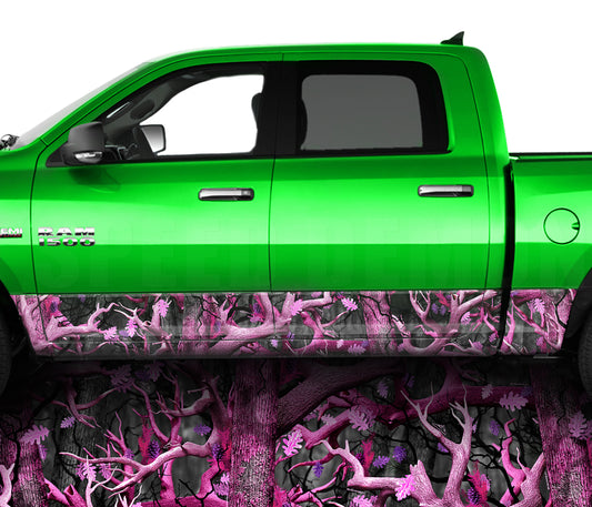 Pink Obliteration Camo Rocker Panel Wrap Graphic Decal Wrap Truck Kit