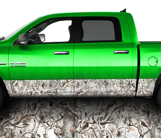 Buck Snow Obliteration Camo Rocker Panel Wrap Graphic Decal Wrap Truck Kit