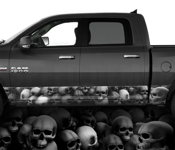 Rocker Panel Wraps Skulls Unhallowed Ground Grey