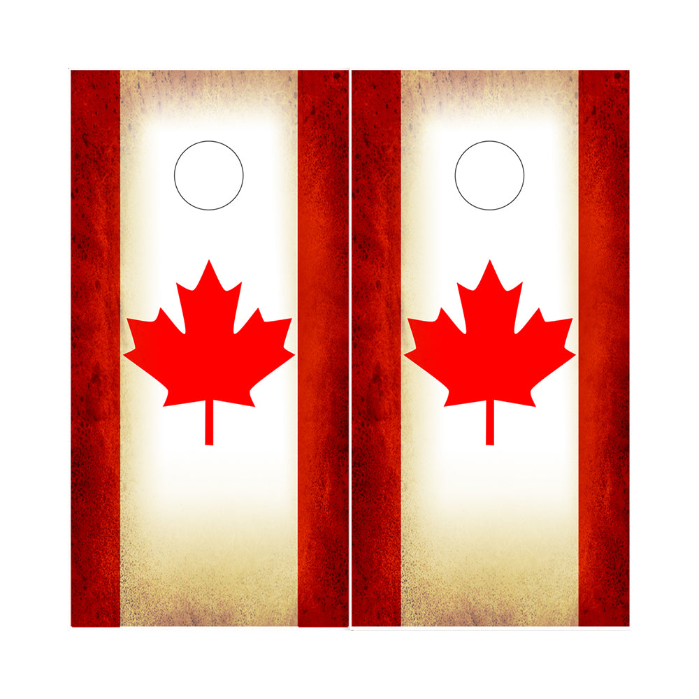 Cornhole Board Wraps - Rustic Canadian Canada Flag 2 PACK