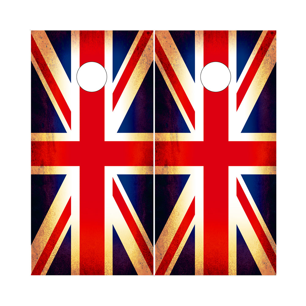 Cornhole Board Wraps - Rustic Union Jack Great Britain Flag 2 PACK