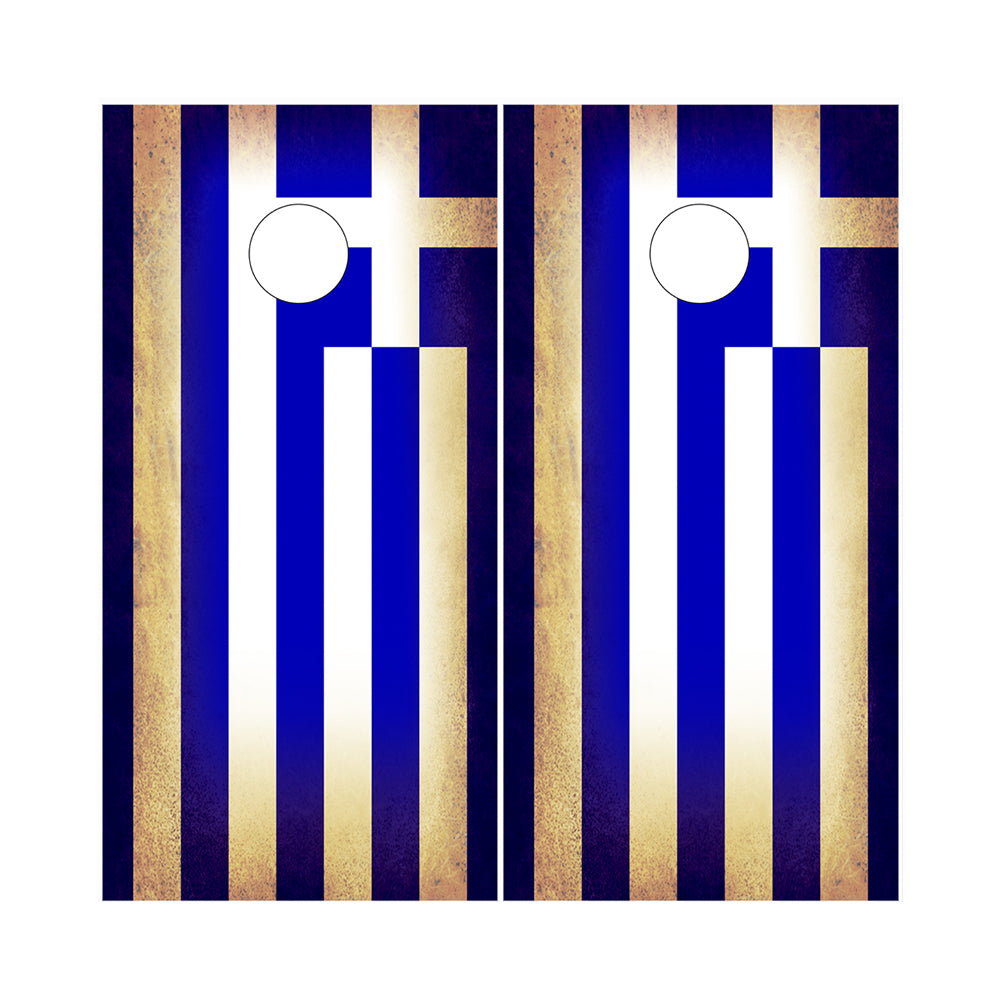 Cornhole Board Wraps - Rustic Greece Flag Greek 2 PACK