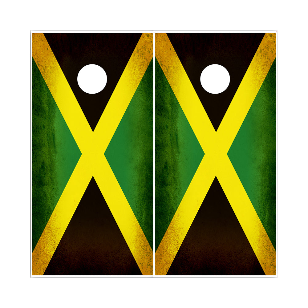 Cornhole Board Wraps - Rustic Jamaica Flag Jamaican 2 PACK