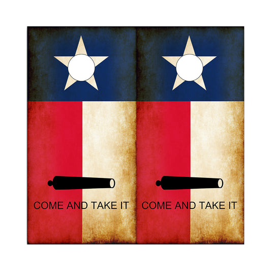 Cornhole Board Wraps - Come & Take It Rustic Texas Flag 2 PACK