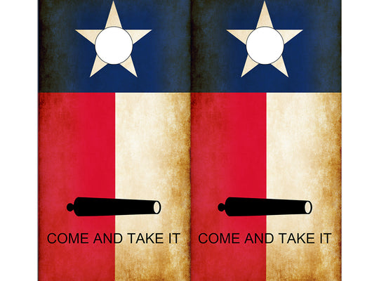 Cornhole Board Wraps - Come & Take It Rustic Texas Flag 2 PACK