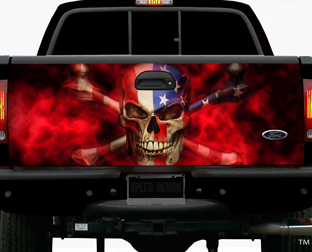 Tailgate Wrap American Patriot Skull Flag Truck Vinyl Graphics Wrap