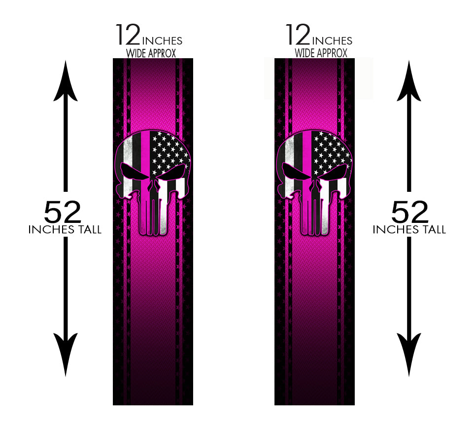 Punisher Skull Pink Diamond Plate Truck Bed Stripes - 2 Pack Bed Bands