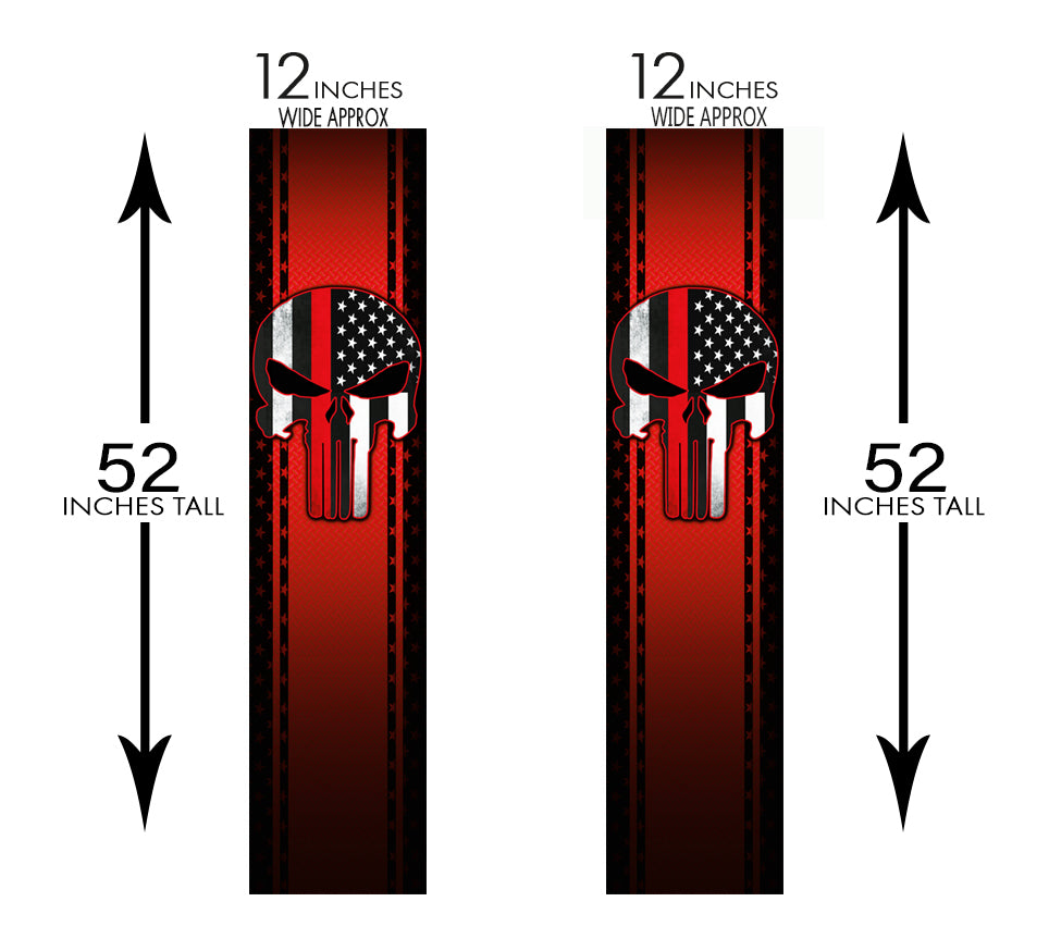 Punisher Skull Red Diamond Plate Truck Bed Stripes - 2 Pack Bed Bands
