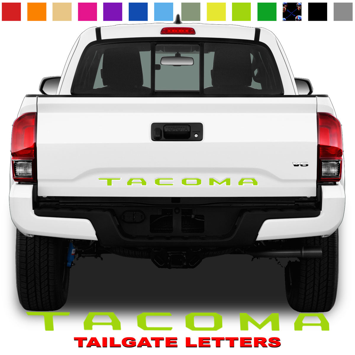 Toyota Tacoma Tailgate Lettering Light Green